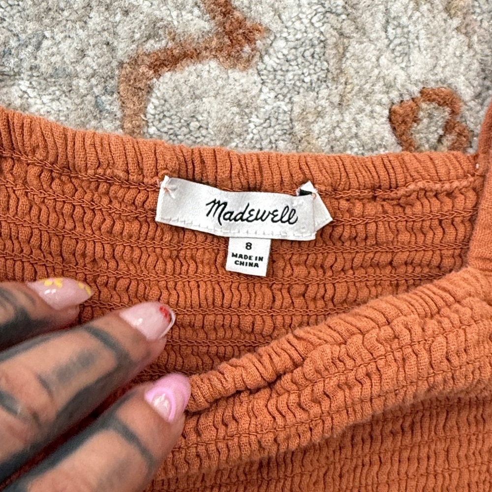 Madewell Sz.8 Lightspun Lucie Flutter-Sleeve Jumpsuit in the color mulled cider - Picture 11 of 12